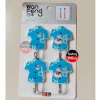 Wan Feng Adhesive Wall Hook-4 pieces Random Colour And Design